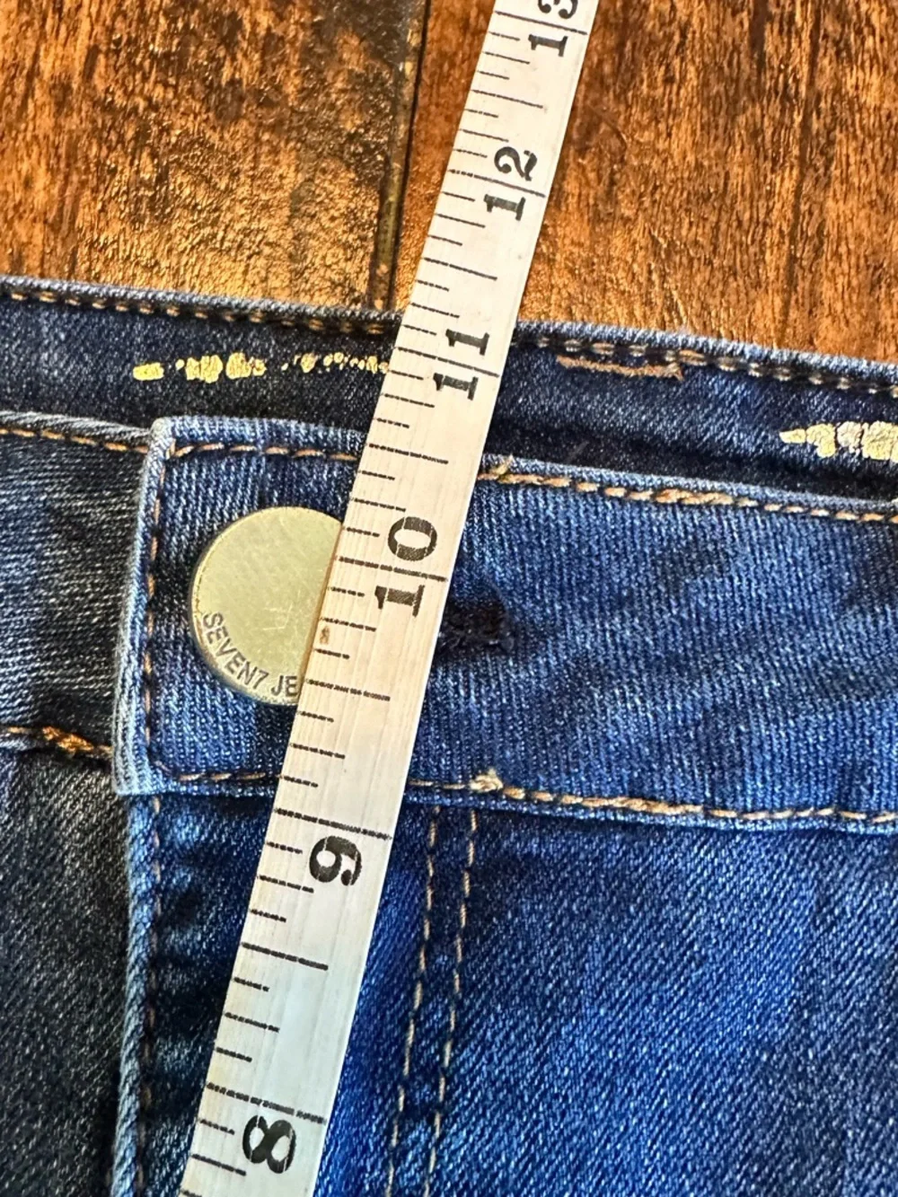Seven 7 | Weekend Shorts - Distressed Dark Wash Cut-Offs, Size 10 - Picture 9 of 10